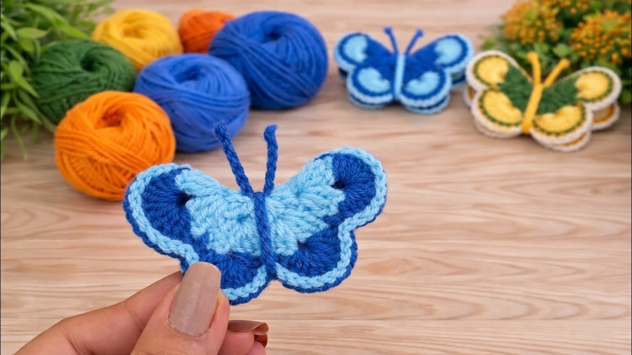 Beautiful & unique 💕 crochet butterfly 🦋 keychain 🔗|Simple 💝 tutorial 🌟for beginners ❤️|