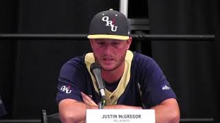 ORU coach Ryan Folmar and players recap loss to Arkansas in regional opener