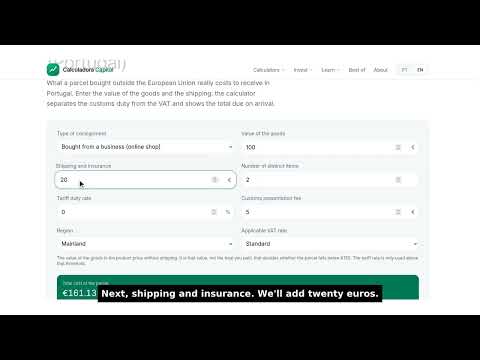 Customs Duties Calculator (Portugal)