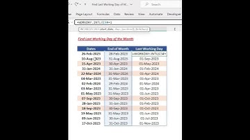 Find Last Working Day of the Month