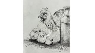 TAVUK RESMİ, Adım adım ÇİZİMLER, KARAKALEM ÇİZİMLER,KOLAY ÇİZİM,KOLAY BOYAMA,CHICKEN .