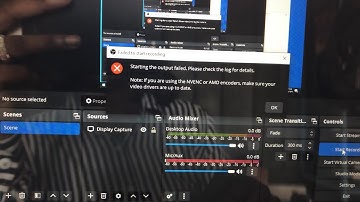 Starting the output failed please check the log for details