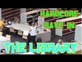 Hardcore rave in the library prank