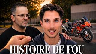 Remise des clés de la KTM 990 RCR gagnée par @leolassudrie