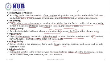 BTX TEX 2301 TTQC II Lecture 08 Abrasion and Pilling of Fabrics Part 01