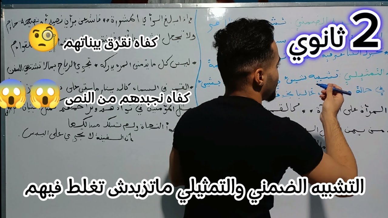 التشبيه الضمني والتمثيلي 2 ثانوي شرح مفصل + تمارين #