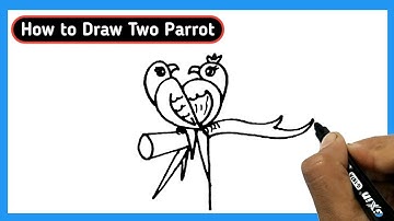 How to Draw Two Parrot in Love ❤️ Bird Drawing Lessons