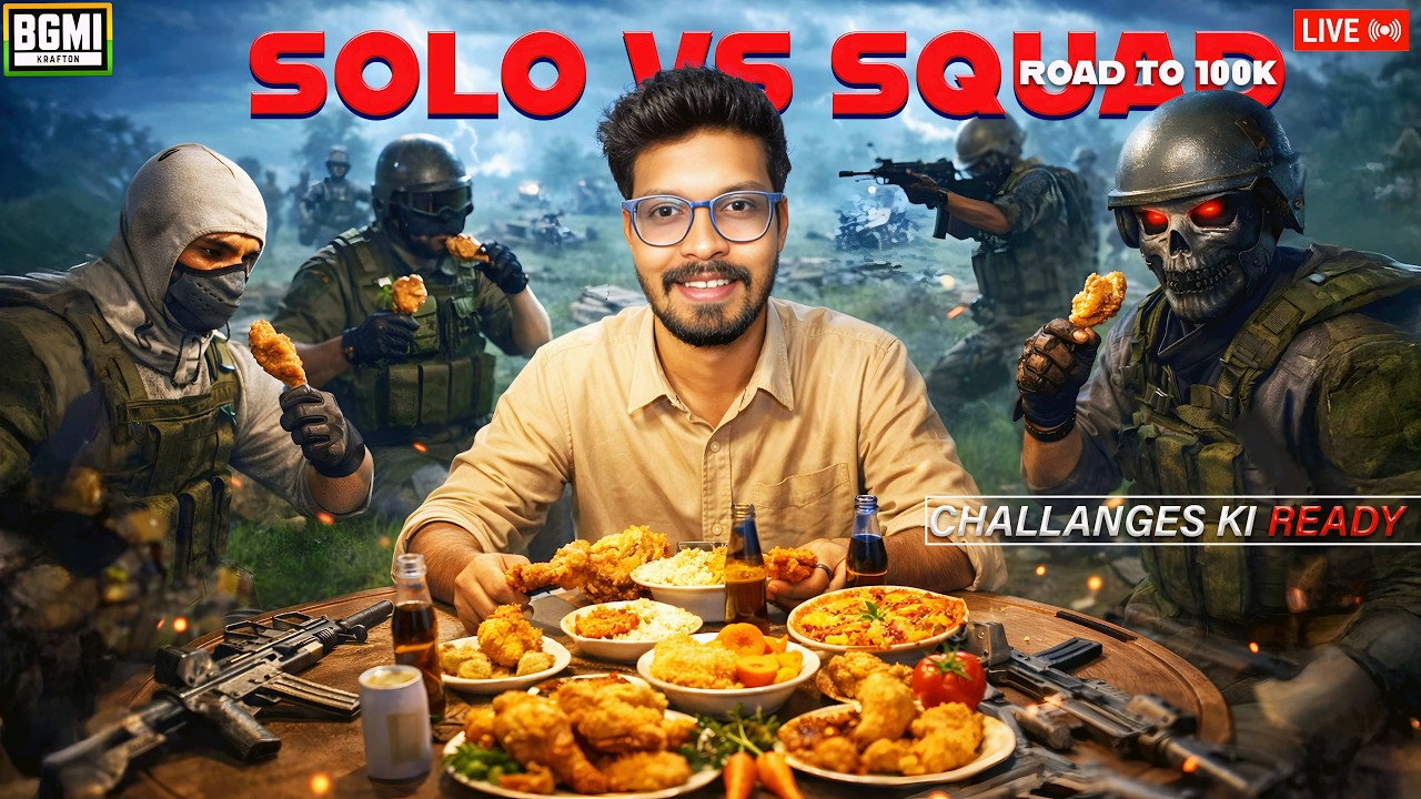 🔴Solo vs Squad Live Challenges in BGMI 4.2 Update | PUBG Mobile Live | Road to 100k🔥​