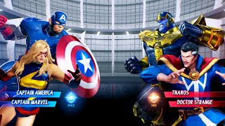 Captain America & Captain Marvel vs Thanos & Dr Strange (Very Hard) - Marvel vs Capcom | 4K UHD