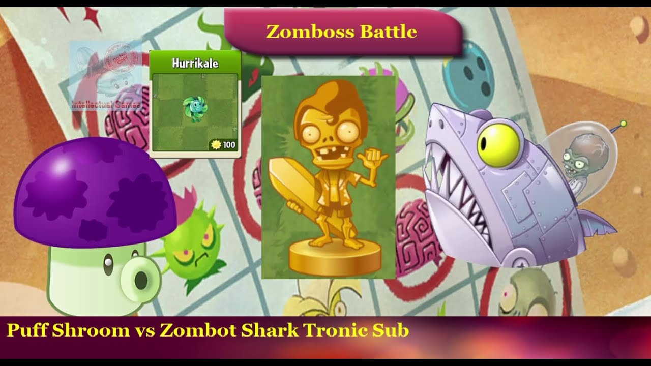 Plants vs Zombies 2 - Puff Shroom vs Zombot Shark Tronic Sub 