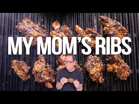 Deviled herb and mustard grilled beef ribs, from the video