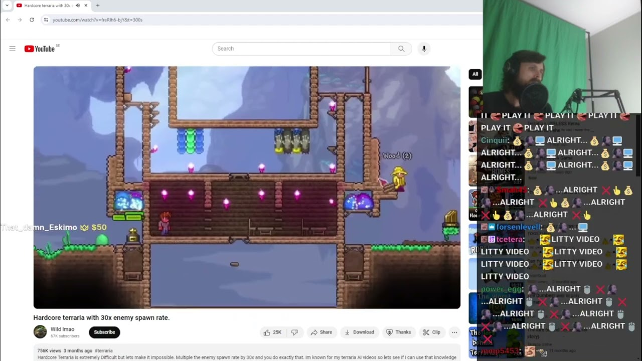 Forsen Reacts to Hardcore terraria with 30x enemy spawn rate. (PART 2)