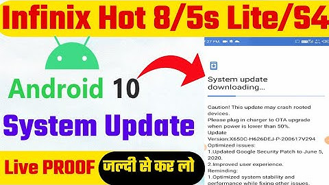 Infinix hot 8 new system update || infinix S4/5s lite android 10 update|| infinix android 10 update