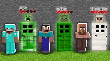 Minecraft NOOB vs PRO: HOW NOOB CHOOSE SECRET MOB DOOR TO SURVIVE? CREEPER DOOR vs ZOMBIE vs GOLEM!
