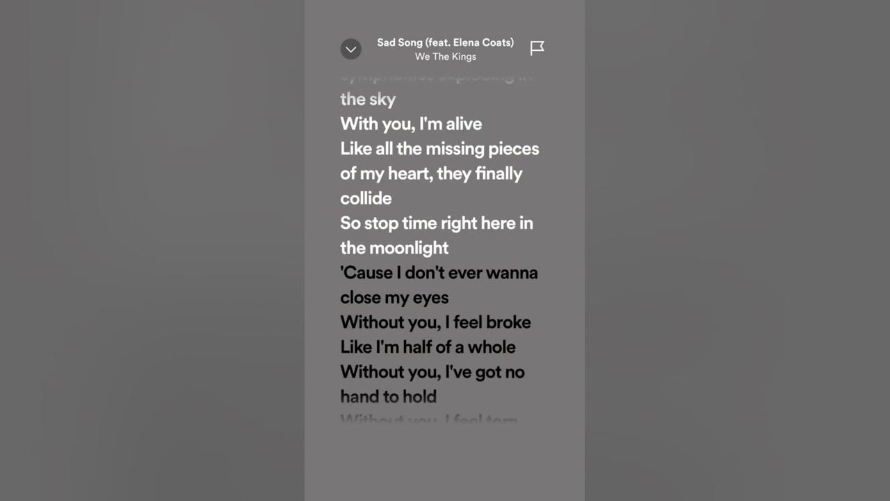 Sad Song (feat Elena Coats)- We The Kings #lyrics