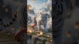 Racing the White Tiger in the Clouds AI-Mushroom fantasy world #shortsviral #animation #shortsvideo