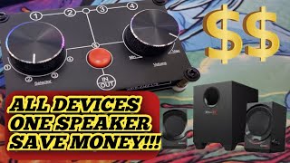 Multiple devices in one speaker with audio switcher (Little Bear) Tv and Pc to one speaker
