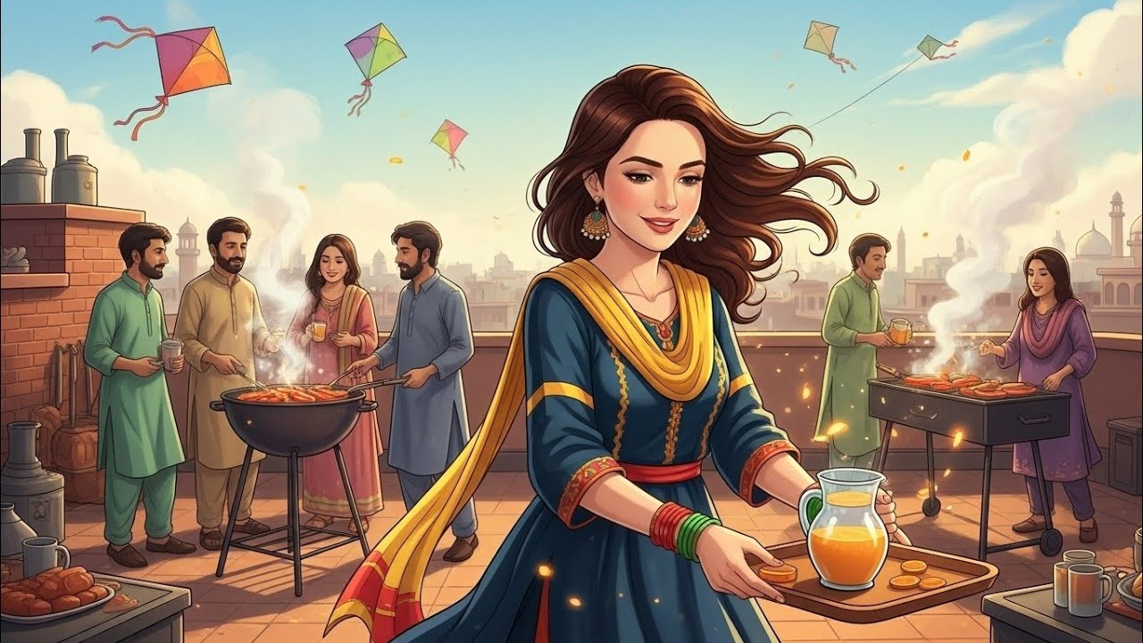 Ghibli-style Basant 2026 Rooftop Festival in Lahore | Kites, Dance & Dhol Celebration!