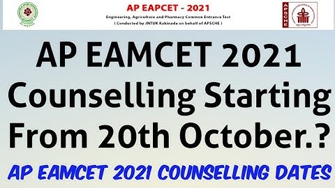 AP EAMCET 2021 Counselling Starting from 20th October.?🤔