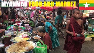 MYANMAR BREAKFAST FOOD AND STREET MARKET TOUR OF YANGON TODAY 🇲🇲