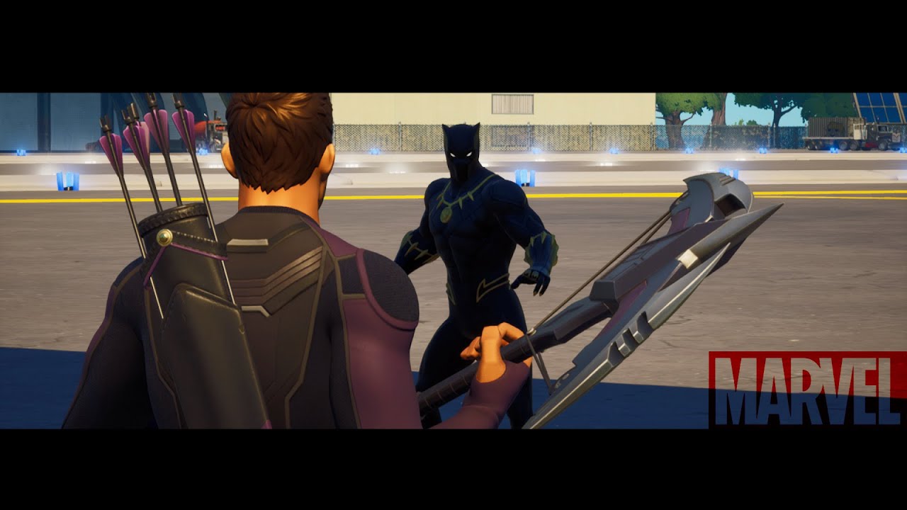 Fortnite - Hawkeye Vs Black Panther Civil War Scene | NEW CLINT BARTON SKIN!!