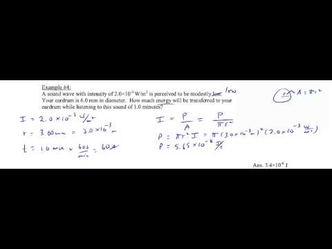 Chapter 16, Example #4 Intensity of sound wave