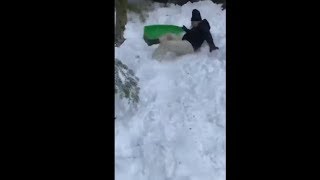 Woman Fell Off Her Skiing Board And Went Down On Her Back