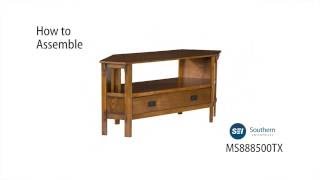 Sauder Harvest Mill Panel TV Stand for TVs up to 43″, Abbey Oak Finish MS8885T: Carson Oak Corner Media Stand Assembly Video