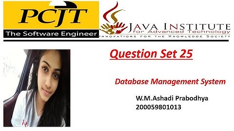 Question Set 25 | Database Management System |1st Year | Java Institute | Ashadi Prabodhya