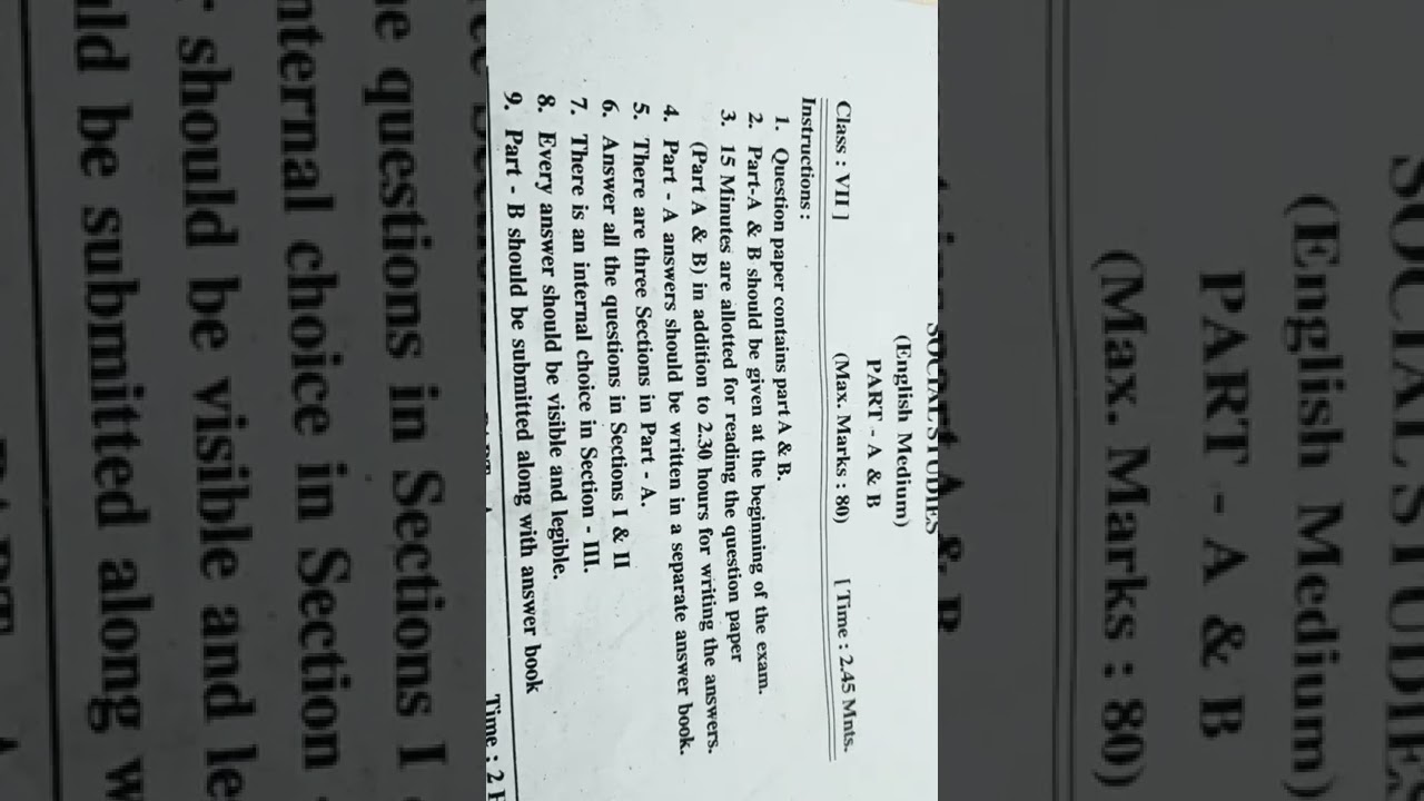 7th class social question paper of sa2 💯 % pkka