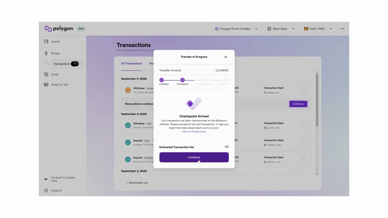 Withdraw Plasma in Polygon Wallet Suite(V3)
