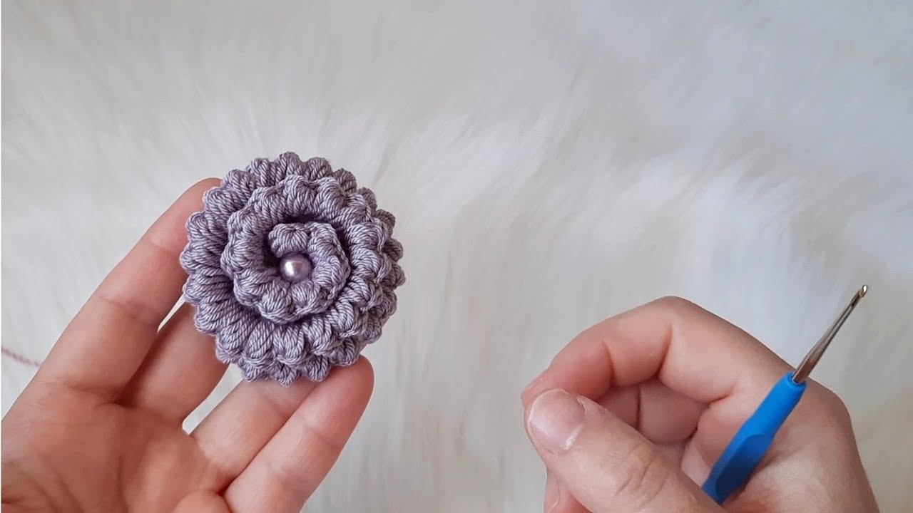 Tığ işi fıstık modeli gül yapımı.#crochet #flowers #pinterest
