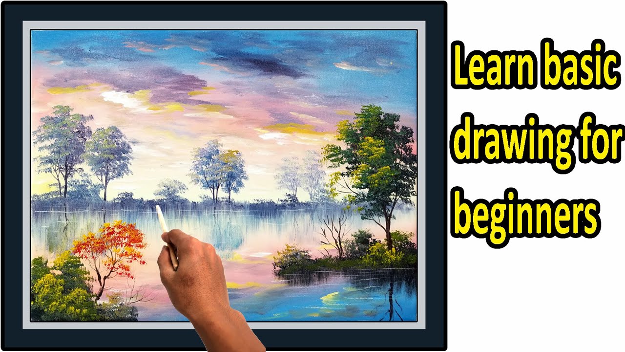 Learn basic painting for beginners, drawing sunsets is easy with ...