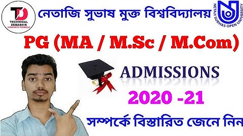 NSOU PG (MA / M.Sc / M.Com) Admission 2021 Related Details Information