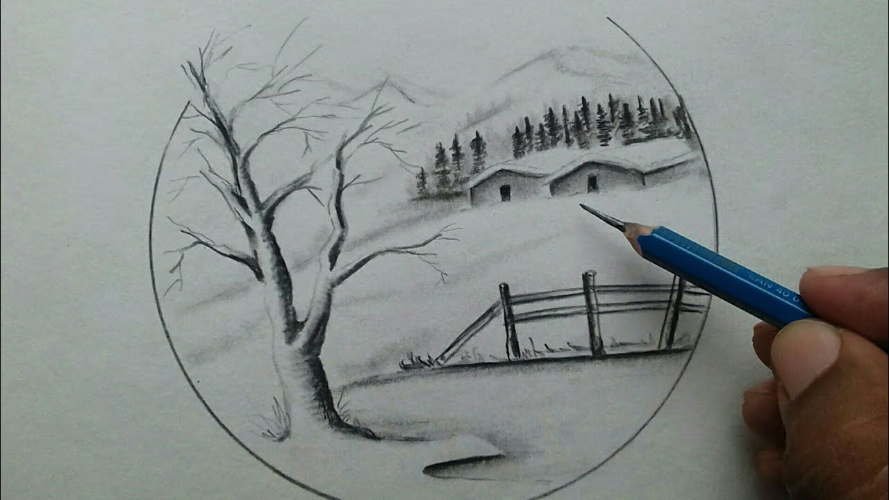 Easy and Beautiful Scenery Drawing of Nature / Pencil Drawing ...