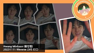 [ENG CC] MINHYUN W-LIVE 231111 ‹ Before bed › | 황민현 HWANG MINHYUN