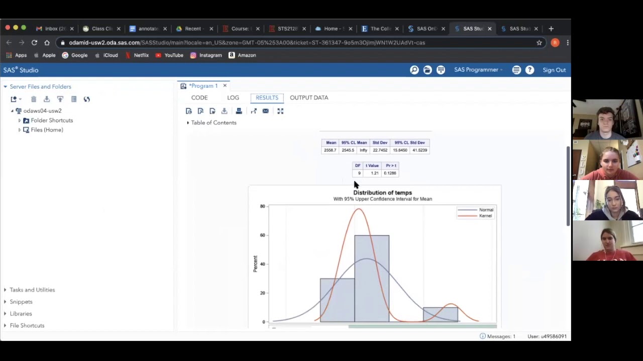SAS On Demand: SAS Studio PROC TTEST