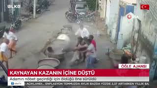 Kaynayan kazanın içine düşen adam canlı canlı pişti Resimi