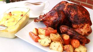 How to make a delicious roast turkey for any special occasion. perfect
thanksgiving and christmas. by brining the it remains tender juicy
duri...