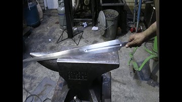 Forging a knightly sword from a semi truck leaf spring part 1.