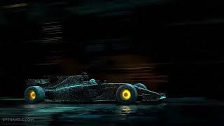 Neon Formula 1 Race Car Animation Green Screen High Speed Chroma Key Loop Video