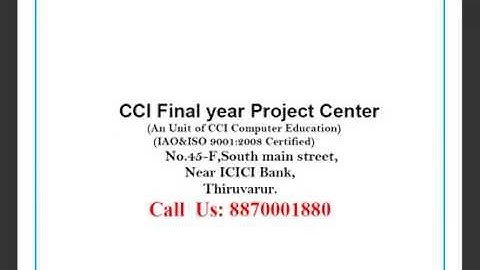 CCI Thiruvarur Dot Net Projects titles Computer Science IEEE Projects Center in Thiruvarur