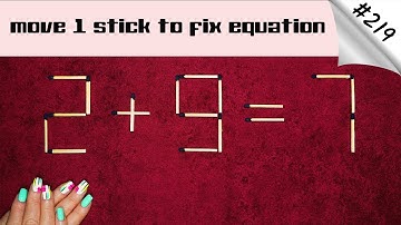 Matchstick puzzle #219 | Match puzzle 2+9=7 with hint and solution.