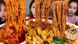 Asmr Spicy Noodles Mukbang | 불닭볶음면 먹방 | 매운국수계란 먹방 | 열라면김치 먹방 | 불닭볶음면/라면도전/떡볶이/한국음식| 중국인면요리 먹방 리얼사운드