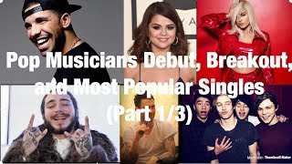 POP MUSICIANS DEBUT, BREAKOUT, AND MOST POPULAR SINGLES (Part 1/3)