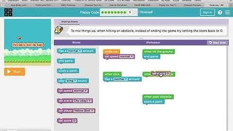 Code.org flappy bird coding 8 thru end