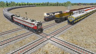 Four Trains Crossing at Same Time | Diamond Crossing - BeamNG.Drive