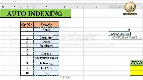 MS - EXCEL Magic Trick 1- " AUTO INDEXING " in Excel.