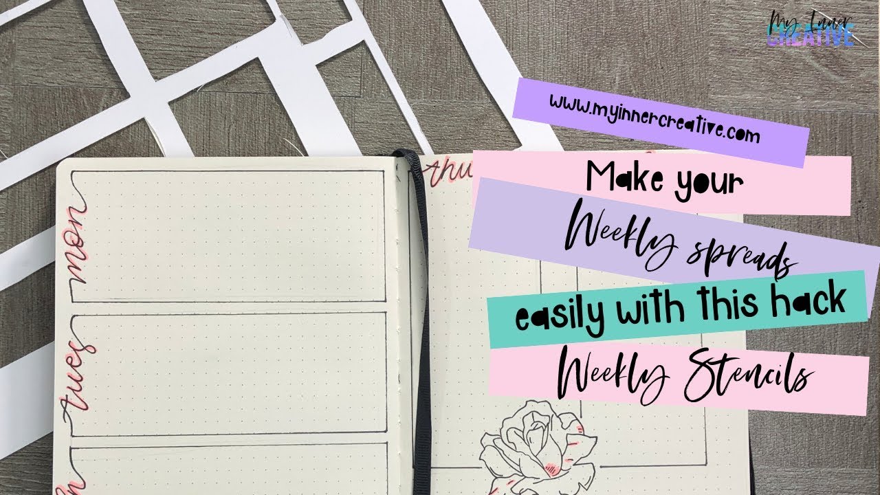 Bullet journal weekly spread using Notebook Therapy Stencils