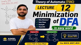 Minimization of DFA Explained Easy | TOC Lecture 12 | Urdu Hindi English
